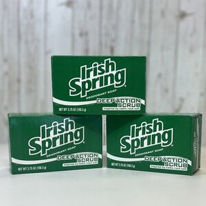 Irish Spring Deodorant Soap DEEP ACTION SCRUB 3.75 oz Celtic Rock Salt  - 3 BARS